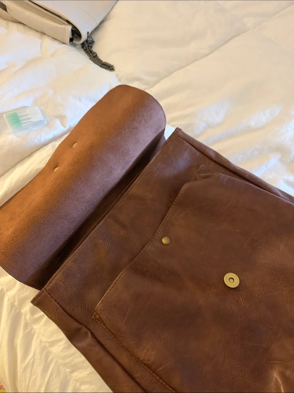 Women's Brown Faux-Leather Backpack with Buckle FlapFrom Italy!